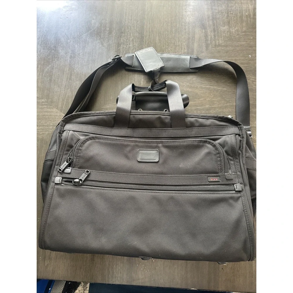 Tumi Black Nylon Carry On Expandable Luggage Laptop Shoulder Bag 22121DH Used